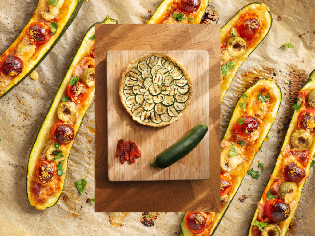 Grilled Zucchini Boats-Pizza Style