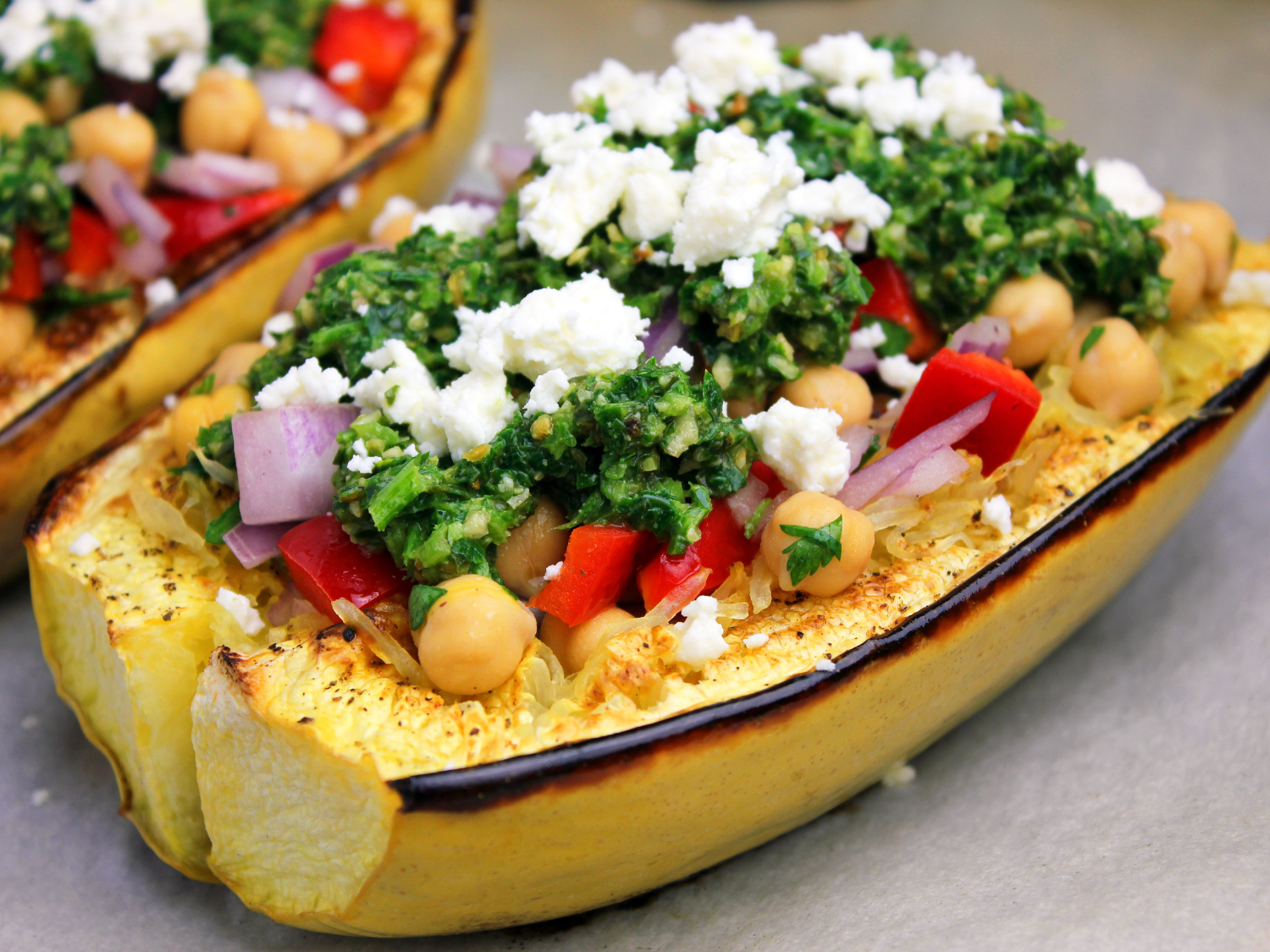 Spaghetti Squash with Chickpeas and Kale